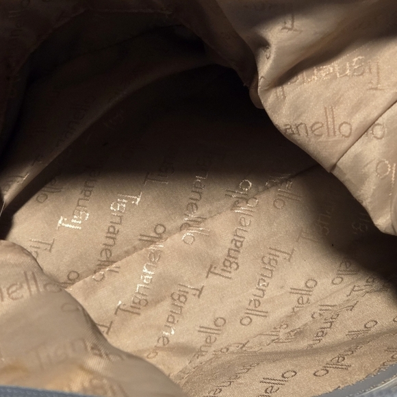 Tignanello Light Blue-Gray Genuine Leather Handbag Outer Zippered Pouch Pockets - Picture 11 of 16